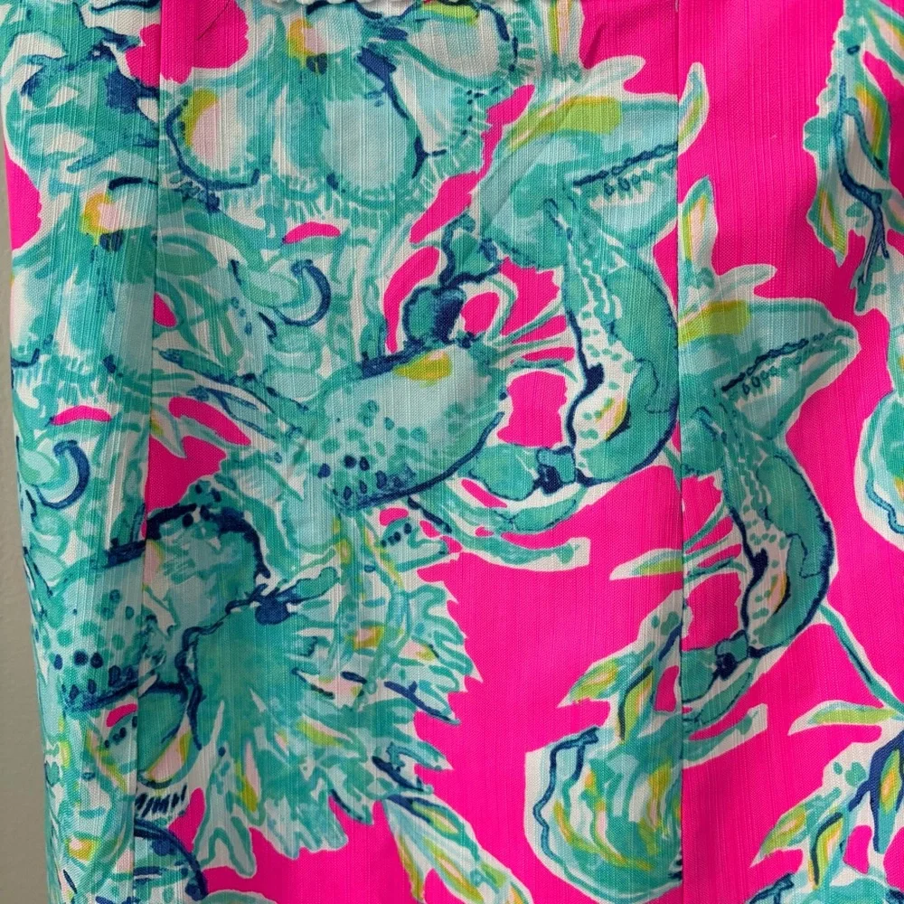 LILLY PULITZER BRYNN DRESS RAZ BERRY LOBSTERS IN LOVE Sz 00 Fully Lined - Picture 6 of 9